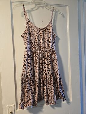 Pink Leopard Print Tiered Sundress